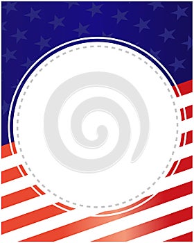 American abstract flag symbols round frame background.