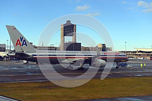 American Airlines Boeing 757 at Boston Airport