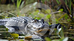 American alligator, in american swamp