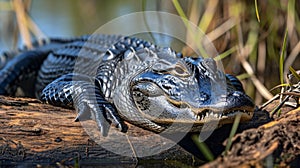 American alligator, in american swamp