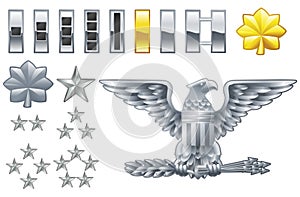 Americano ejército oficial rango insignias iconos 