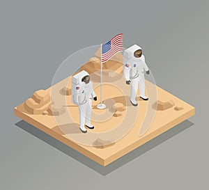 American Astronauts Isometric Composition