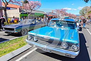 American and Australian cars of the 1960s and 1970s at a classic car show