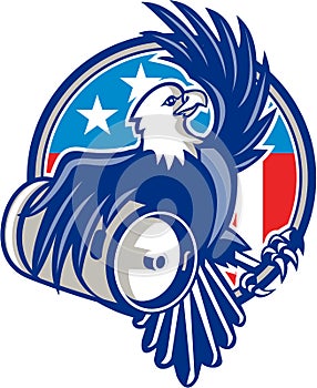 American Bald Eagle Beer Keg Flag Circle Retro