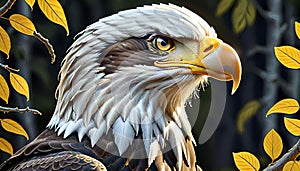 American bald eagle bird predator closeup face side portrait