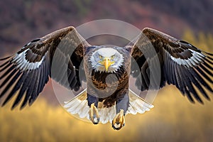 American Bald Eagle in Flight with Glaring Eyes - Ai Generated