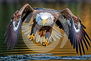 American Bald Eagle in Flight with Glaring Eyes - Ai Gernerative