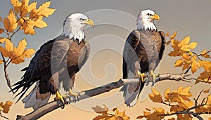 American Bald Eagle Haliaeetus dominant raptor drawing