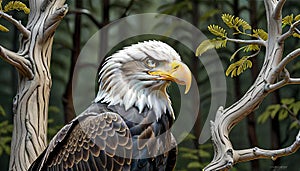 American bald eagle osprey bird predator white head forest