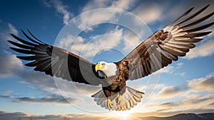 American bald eagle with wings spread, AI Generative