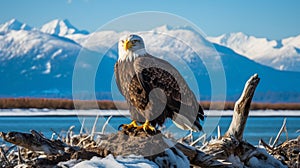 American bald eagle with wings spread, AI Generative