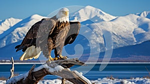 American bald eagle with wings spread, AI Generative