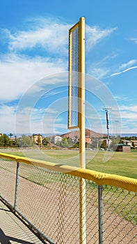 An American baseball foul ball pole in the outfield.