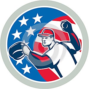 American Baseball Pitcher Throwing Ball Retro