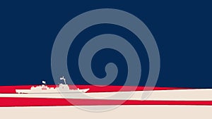 American Battleship or War Ship Animation
