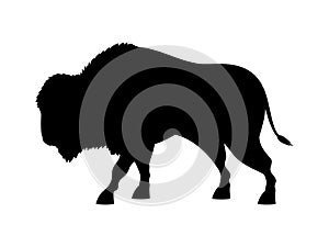 American bison black silhouette icon vector