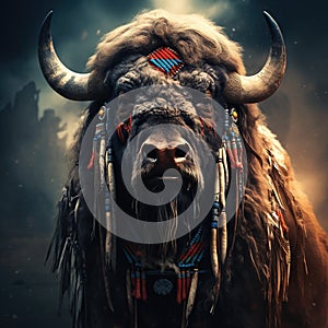 Ai Generated illustration Wildlife Concept of American Bison Buffalo Isolated Illustration