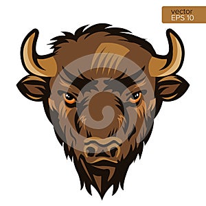 American Bison Bull Mascot Head Vector Illustration. Buffalo Head Animal Symbol. photo