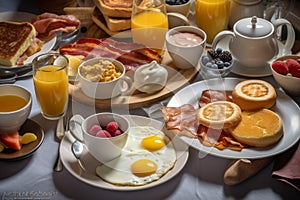 American breakfast food menu. AI generated.