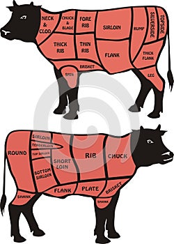 American & british cuts of beef