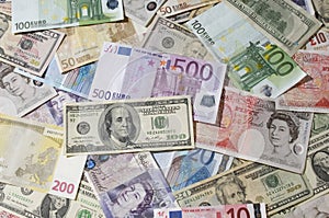 American, British And Euro Paper Currency