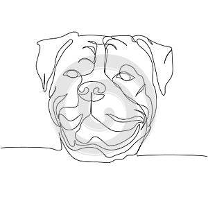 American Bulldog dog breed, companion dog, guard dog one line art. Continuous line drawing of friend, dog, doggy