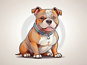 American Bully Dog in cartoon style. Cute American Bully isolated on white background. Watercolor drawing, hand-drawn American