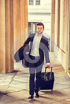 Young man traveling in New York City