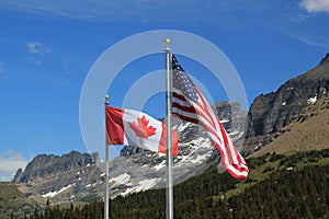 American and Canadian flags