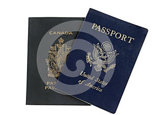 American and Canadian passports (American on top)