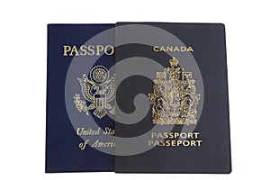 American and Canadian passports side by side