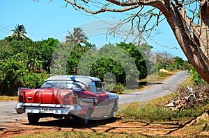 American car in Puerto Esperanza, Cuba