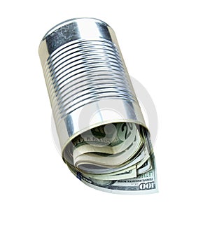 American cash in a tin can