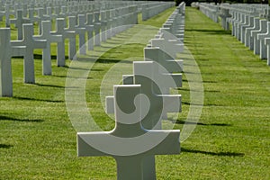 American cemetery at Normandy area. overheadview of gravestones. WWII memorial. photo