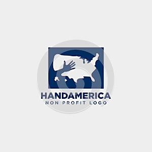 american charity non profit care hand logo template illustration