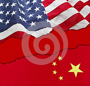 American and China flags