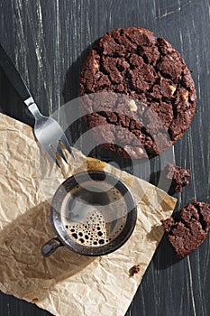 American chocolate cookie and coffee