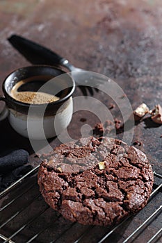 American chocolate cookie and coffee