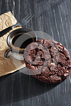 American chocolate cookies and coffee