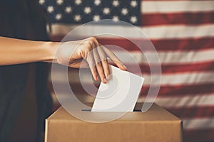 American citizen voting on election day, democracy in action.