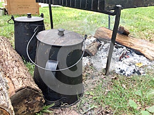 American civil war reenactment in camp