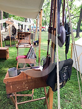 American civil war reenactment in camp