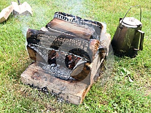 American civil war reenactment scene fire