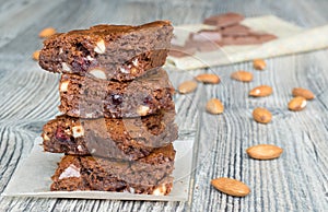 American classic brownies with almonds