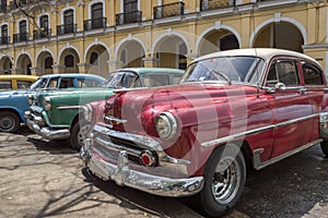 American classic cars parked in Havana