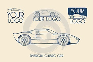 American classic sports car, silhouettes