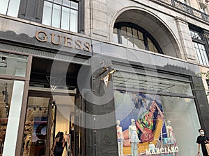 American clothing brand and retailer Guess in Regent Street London England