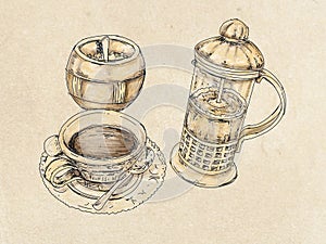 American coffee with sugar