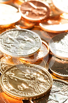 American coins background