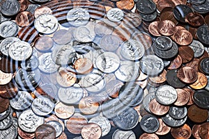 Money Coins Background Under Water